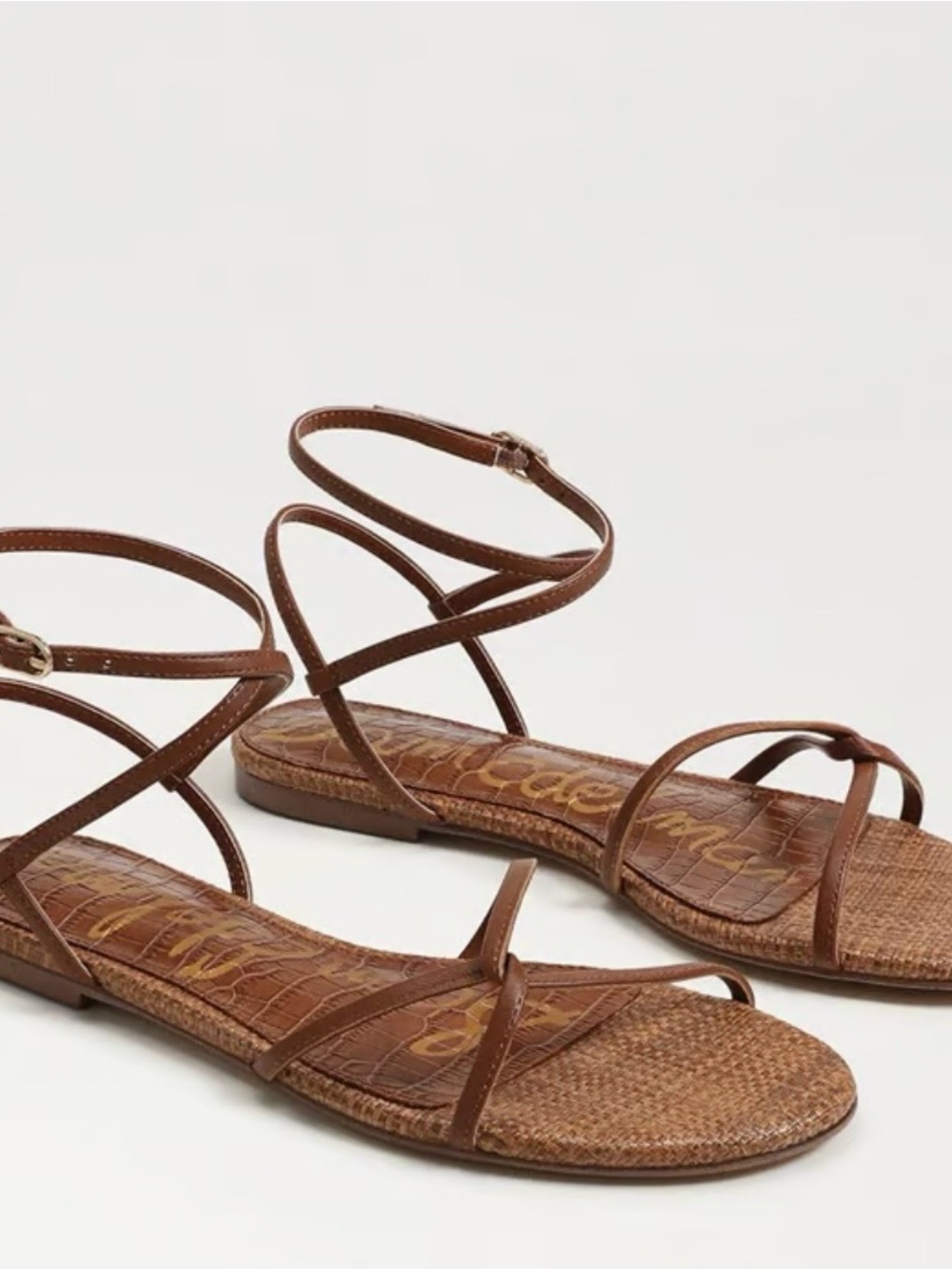 Sam Edelman Ellison Brown Strappy Leather Ankle Wrap Sandals